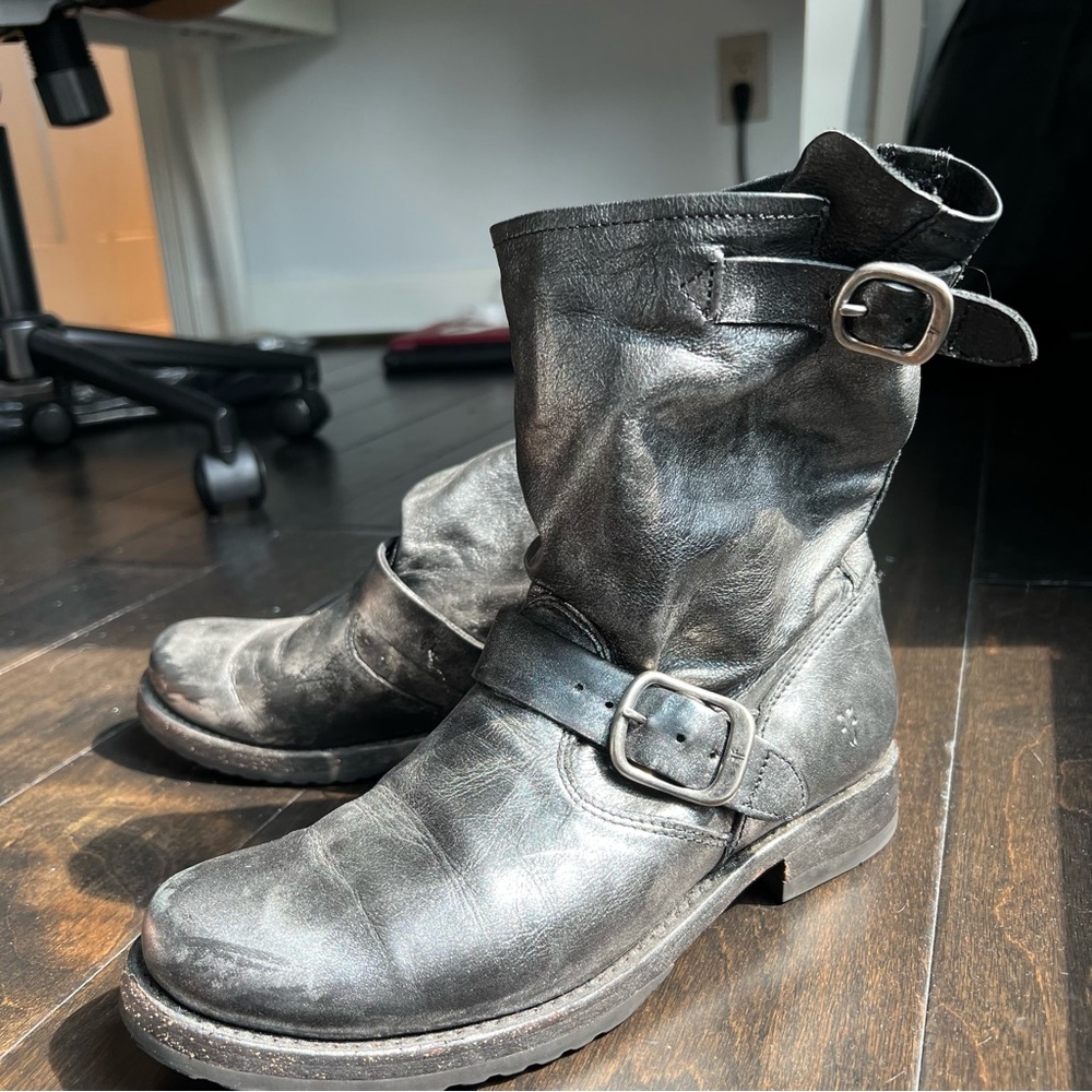 Frye metallic lether boots 6.5 women